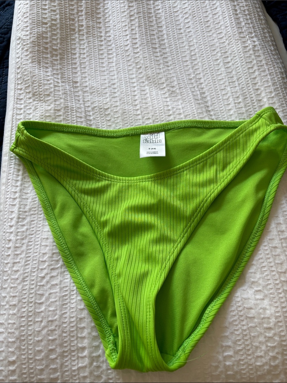 wild fable Neon Lime Ribbed High-Cut Bikini Bottom